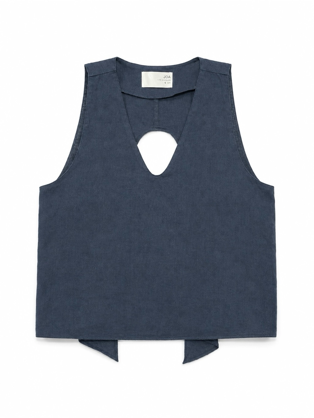J.O.A Los Angeles 100% Linen Open Back Tie Tank Top Navy Size Small